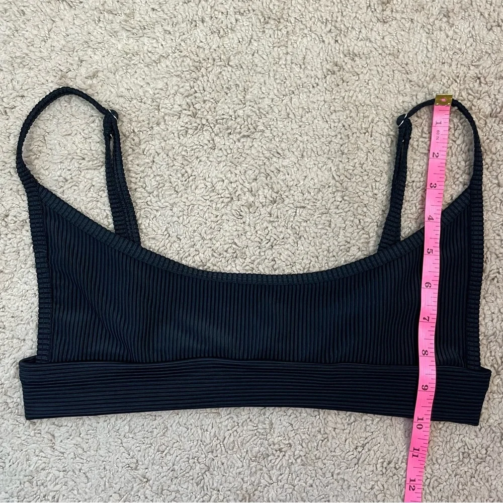 Frankies Bikinis Gavin Ribbed Scoop Bikini Swim *TOP in Black Size Large